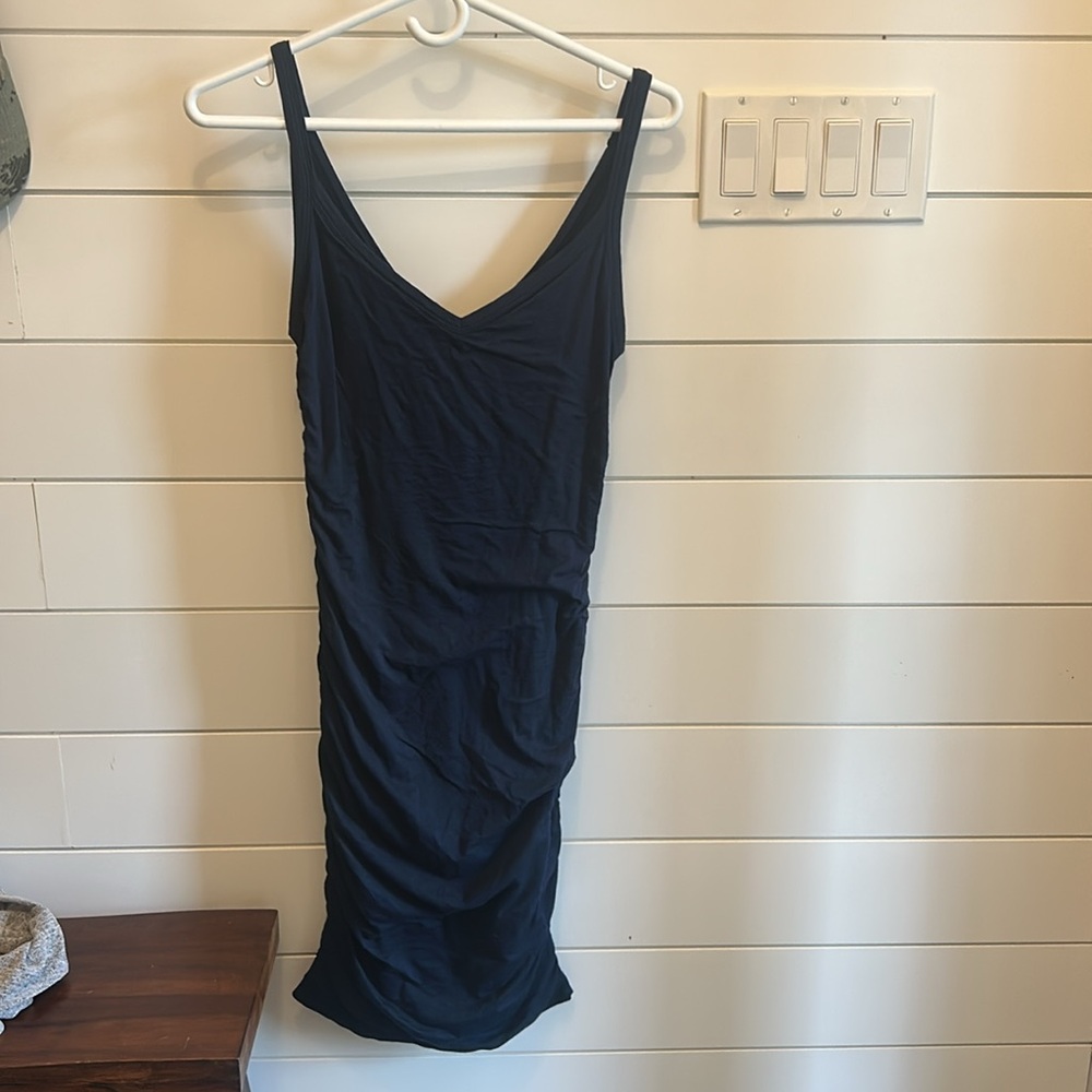 Velvet Blue Ruched Dress